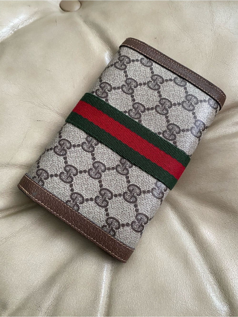 Vintage GUCCI Clutch Wallet Horsebit Clasp GG Leather Web Stripe Kisslock Coin - Picture 5 of 12